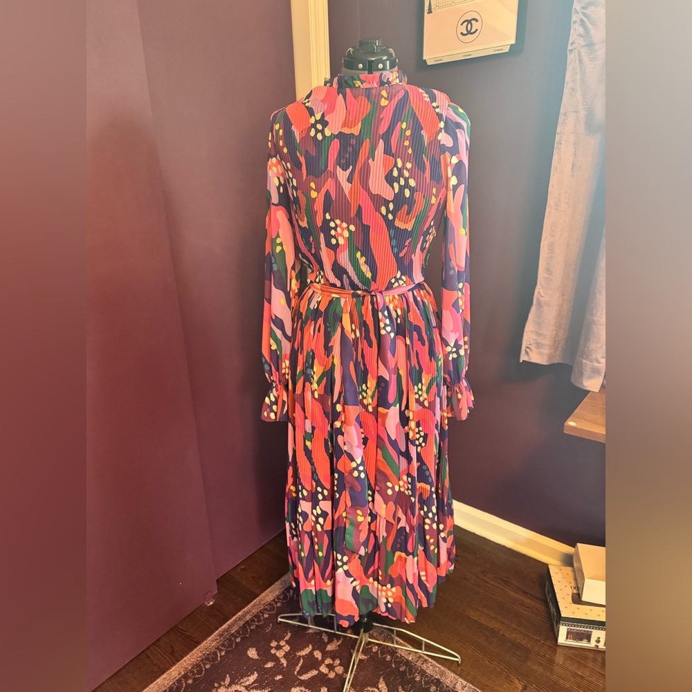 Flying Tomato Gorgeous Pleated Multicolor Abstract Dress Size Medium